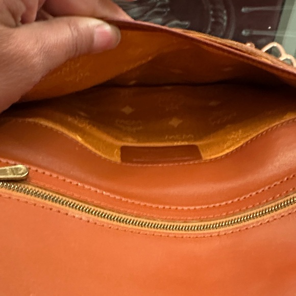 MCM Visetos Cognac Monogram Leather Clutch unisex Comes with original key! A+ - Picture 7 of 12